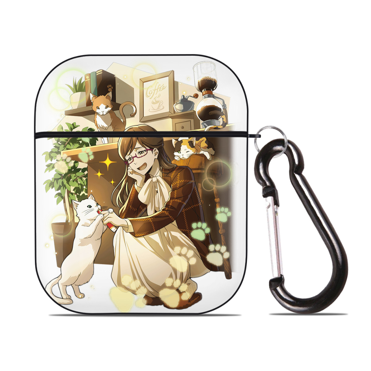 （画像用） 文豪ストレイドッグス Bungo Stray Dogs AirPods 第2世代保護ケース ハードシェル ブラック 耐衝撃・防指紋・カラビナ付き