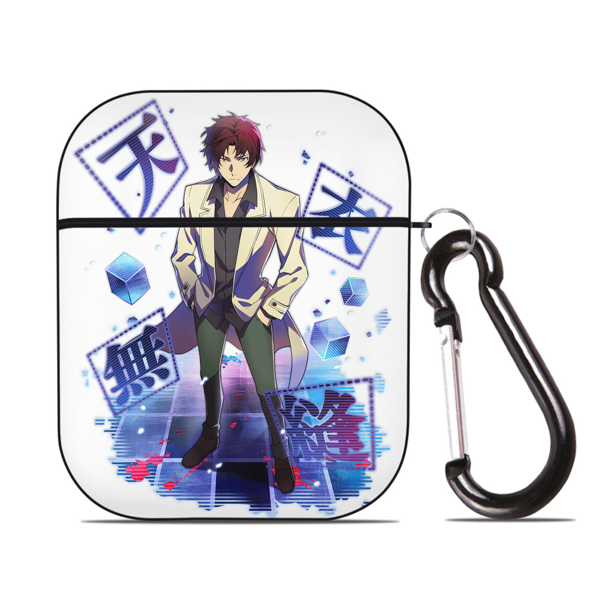 （画像用） 文豪ストレイドッグス Bungo Stray Dogs AirPods 第2世代保護ケース ハードシェル ブラック 耐衝撃・防指紋・カラビナ付き