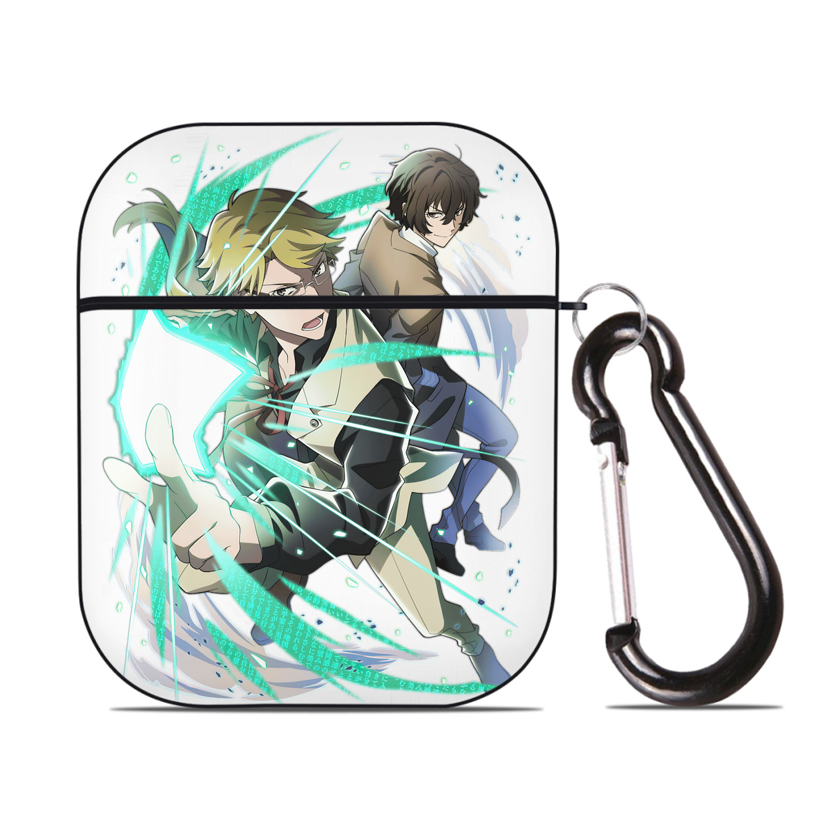 （画像用） 文豪ストレイドッグス Bungo Stray Dogs AirPods 第2世代保護ケース ハードシェル ブラック 耐衝撃・防指紋・カラビナ付き