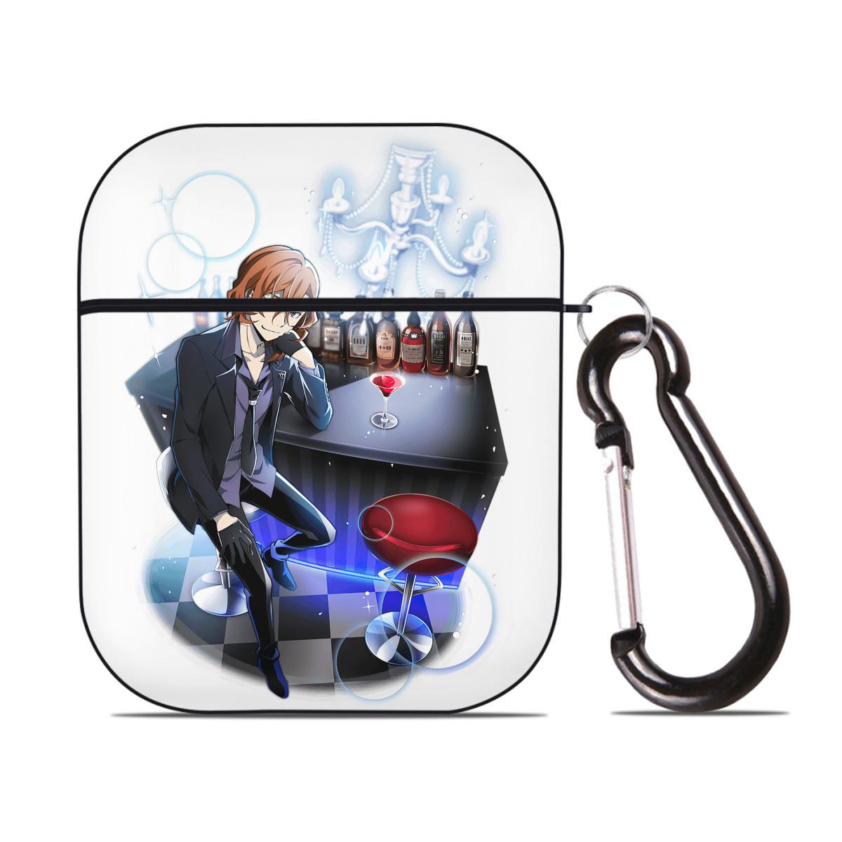 （画像用） 文豪ストレイドッグス Bungo Stray Dogs AirPods 第2世代保護ケース ハードシェル ブラック 耐衝撃・防指紋・カラビナ付き