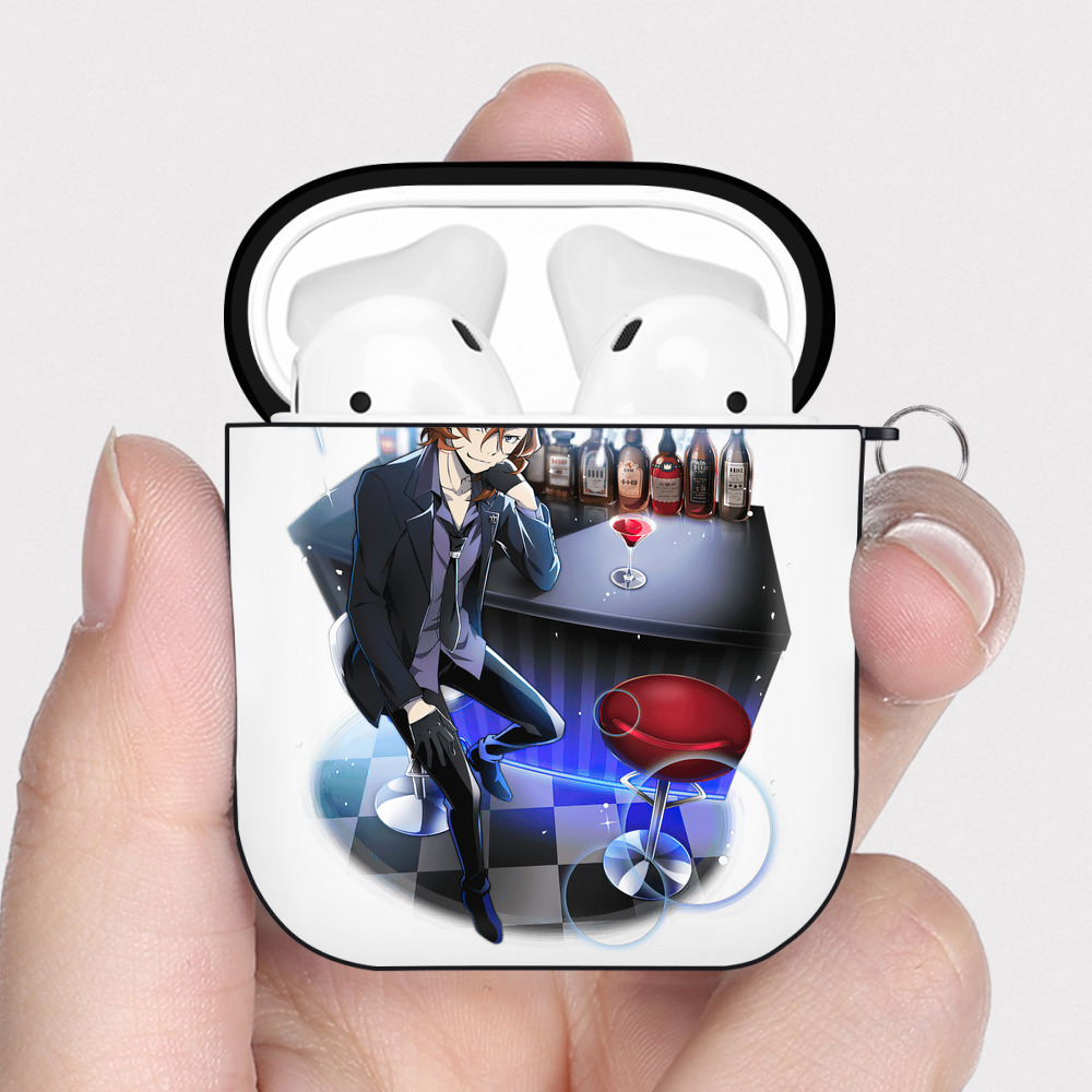 （画像用） 文豪ストレイドッグス Bungo Stray Dogs AirPods 第2世代保護ケース ハードシェル ブラック 耐衝撃・防指紋・カラビナ付き