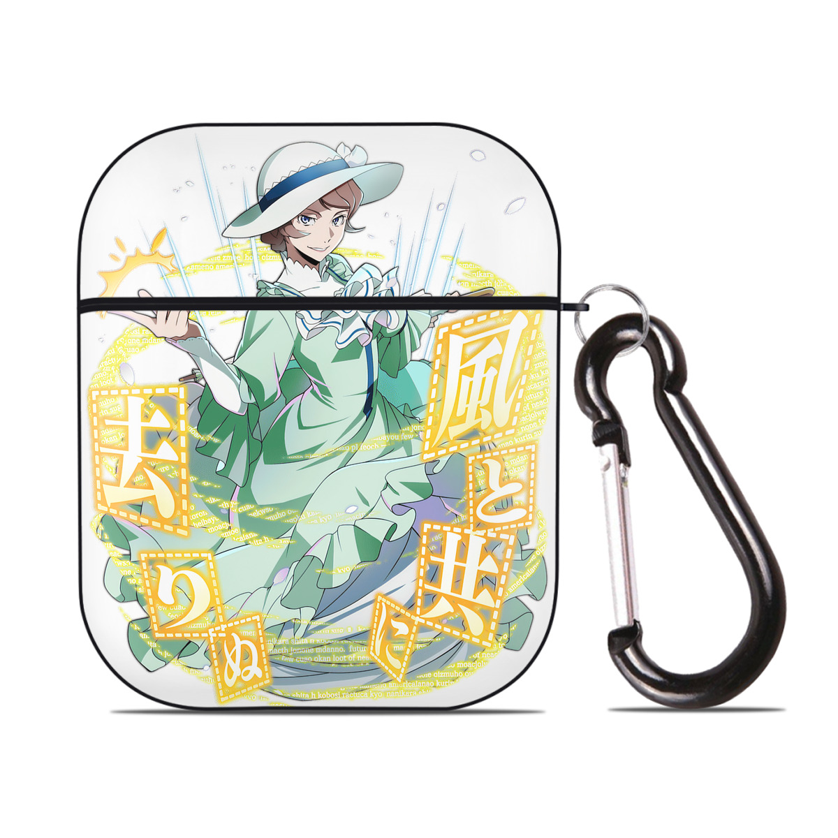 （画像用） 文豪ストレイドッグス Bungo Stray Dogs AirPods 第2世代保護ケース ハードシェル ブラック 耐衝撃・防指紋・カラビナ付き