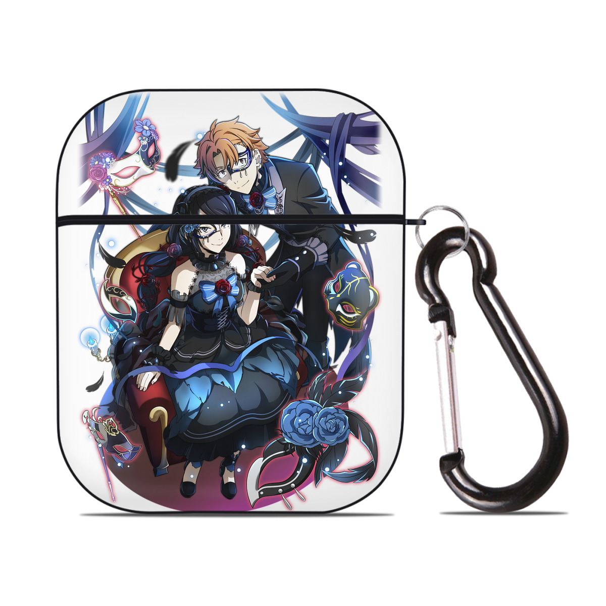 （画像用） 文豪ストレイドッグス Bungo Stray Dogs AirPods 第2世代保護ケース ハードシェル ブラック 耐衝撃・防指紋・カラビナ付き