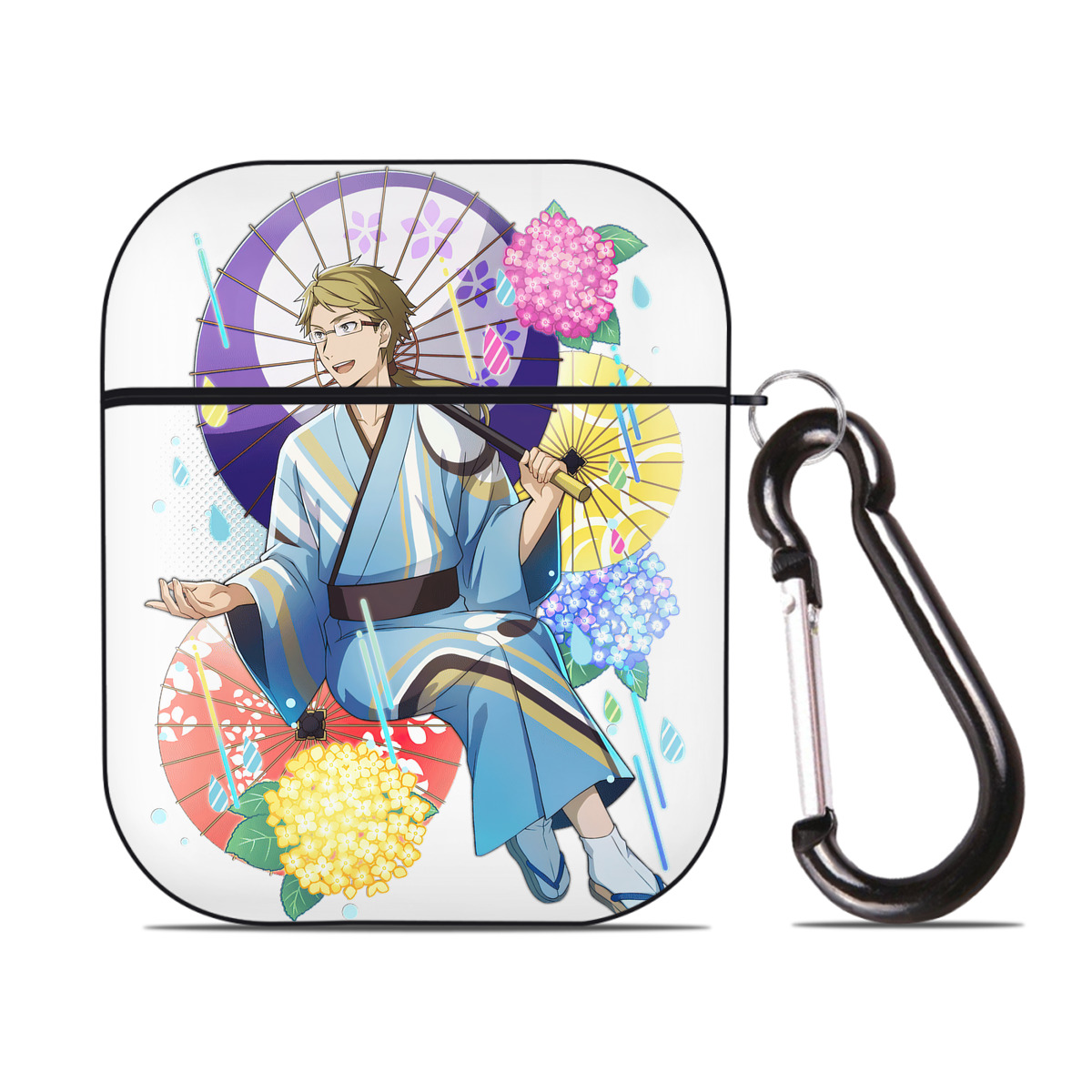 （画像用） 文豪ストレイドッグス Bungo Stray Dogs AirPods 第2世代保護ケース ハードシェル ブラック 耐衝撃・防指紋・カラビナ付き