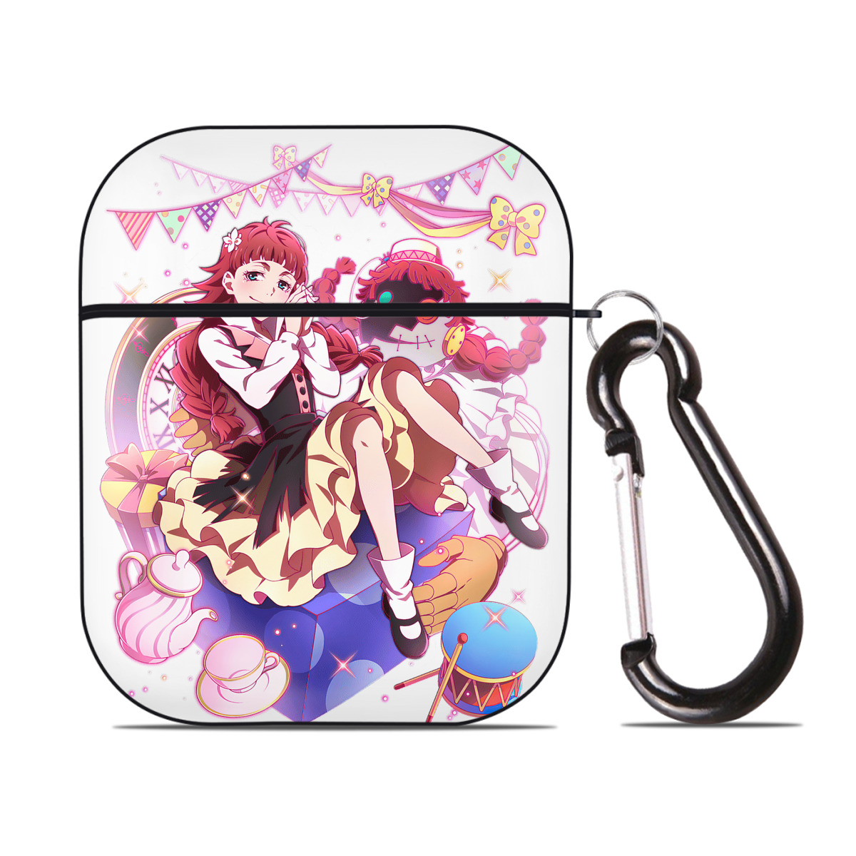 （画像用） 文豪ストレイドッグス Bungo Stray Dogs AirPods 第2世代保護ケース ハードシェル ブラック 耐衝撃・防指紋・カラビナ付き
