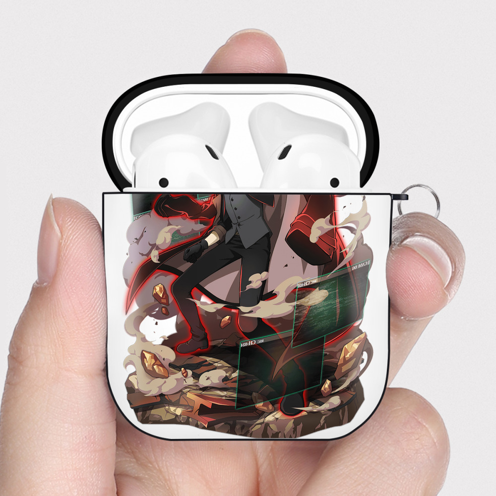 （画像用） 文豪ストレイドッグス Bungo Stray Dogs AirPods 第2世代保護ケース ハードシェル ブラック 耐衝撃・防指紋・カラビナ付き