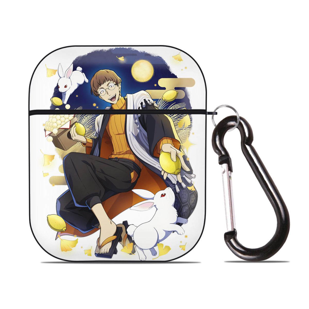 （画像用） 文豪ストレイドッグス Bungo Stray Dogs AirPods 第2世代保護ケース ハードシェル ブラック 耐衝撃・防指紋・カラビナ付き