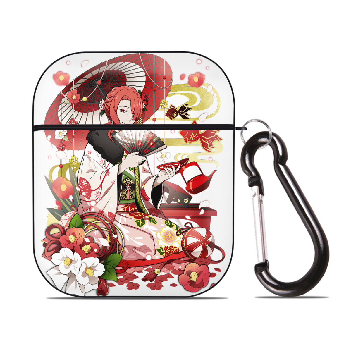 （画像用） 文豪ストレイドッグス Bungo Stray Dogs AirPods 第2世代保護ケース ハードシェル ブラック 耐衝撃・防指紋・カラビナ付き