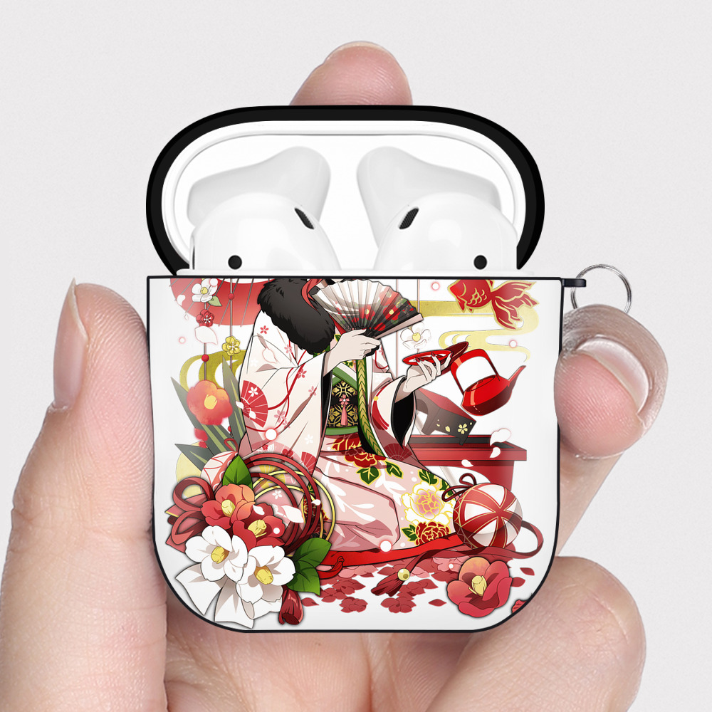 （画像用） 文豪ストレイドッグス Bungo Stray Dogs AirPods 第2世代保護ケース ハードシェル ブラック 耐衝撃・防指紋・カラビナ付き