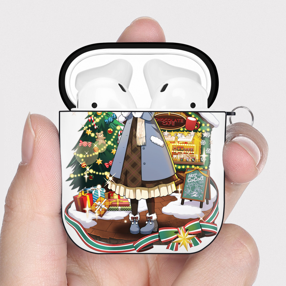 （画像用） 文豪ストレイドッグス Bungo Stray Dogs AirPods 第2世代保護ケース ハードシェル ブラック 耐衝撃・防指紋・カラビナ付き