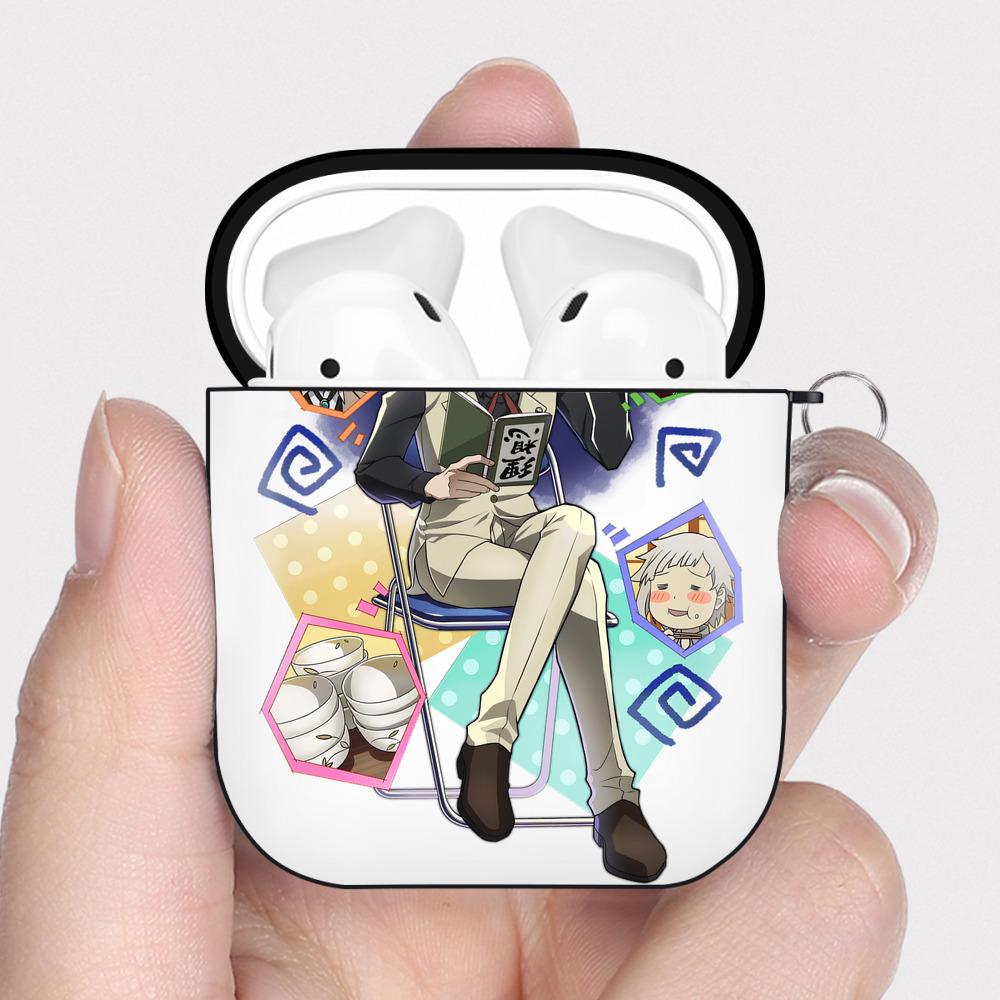 （画像用） 文豪ストレイドッグス Bungo Stray Dogs AirPods 第2世代保護ケース ハードシェル ブラック 耐衝撃・防指紋・カラビナ付き