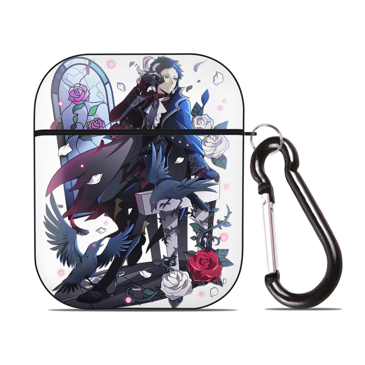 （画像用） 文豪ストレイドッグス Bungo Stray Dogs AirPods 第2世代保護ケース ハードシェル ブラック 耐衝撃・防指紋・カラビナ付き