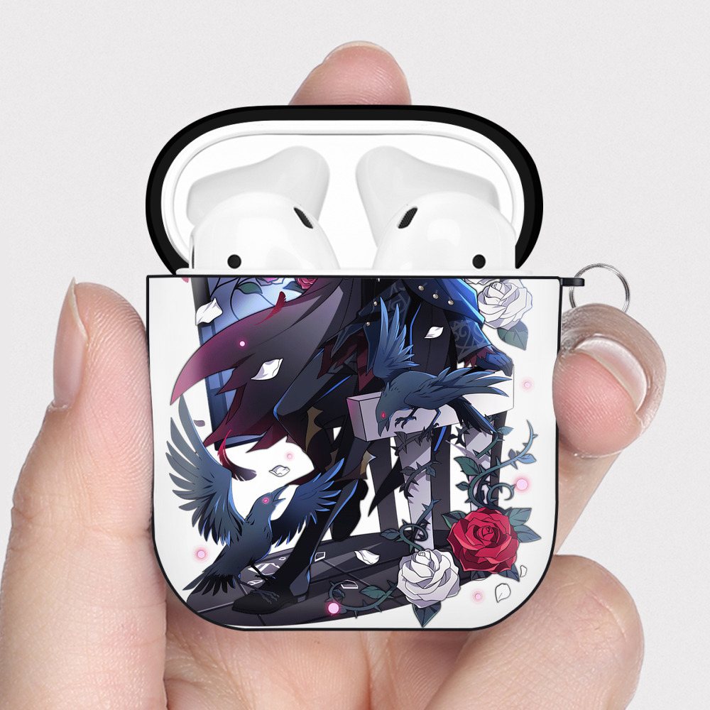 （画像用） 文豪ストレイドッグス Bungo Stray Dogs AirPods 第2世代保護ケース ハードシェル ブラック 耐衝撃・防指紋・カラビナ付き