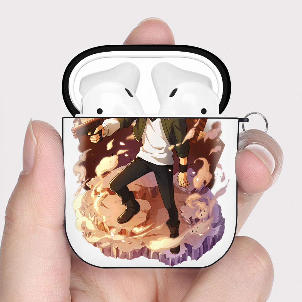 （画像用） 文豪ストレイドッグス Bungo Stray Dogs AirPods 第2世代保護ケース ハードシェル ブラック 耐衝撃・防指紋・カラビナ付き