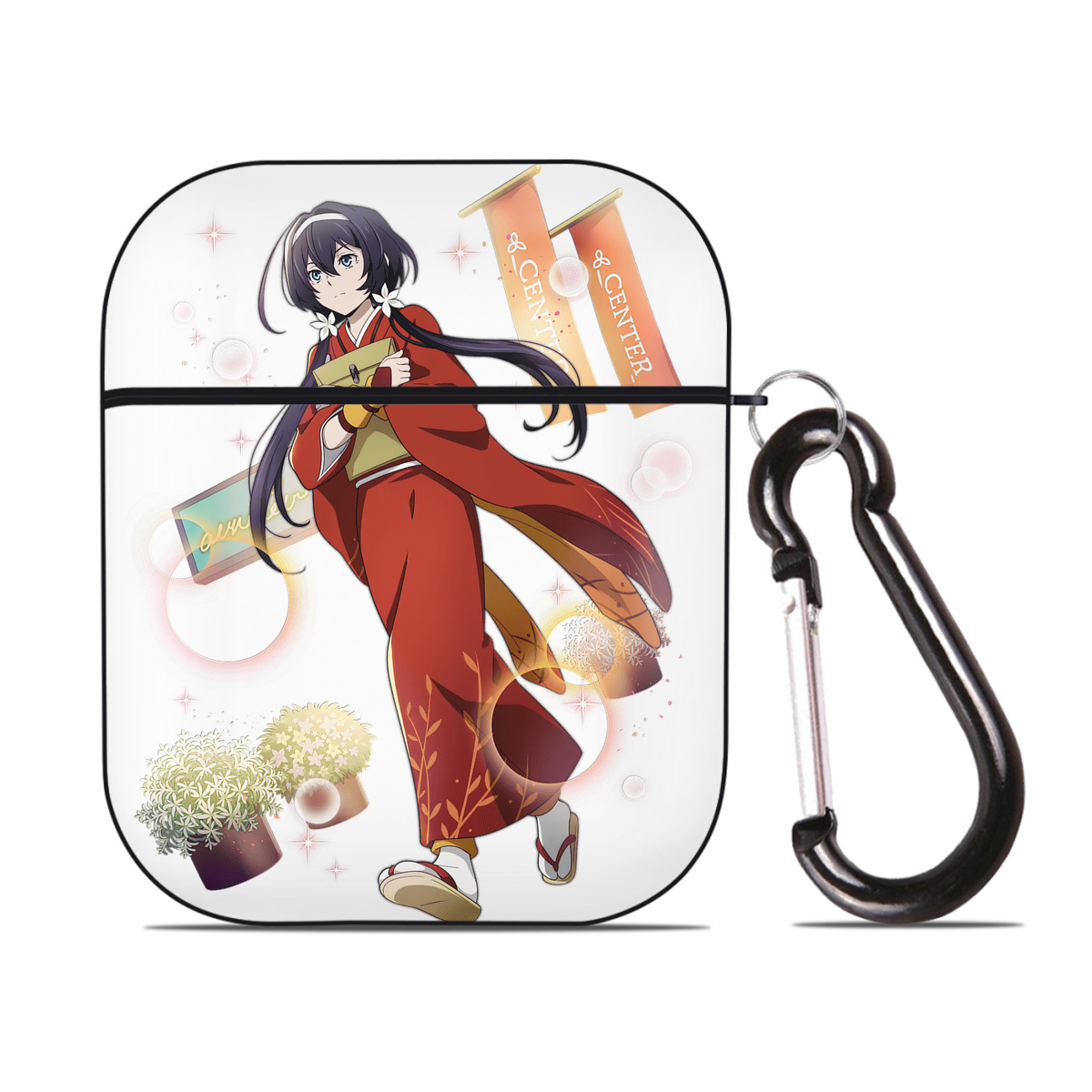 （画像用） 文豪ストレイドッグス Bungo Stray Dogs AirPods 第2世代保護ケース ハードシェル ブラック 耐衝撃・防指紋・カラビナ付き