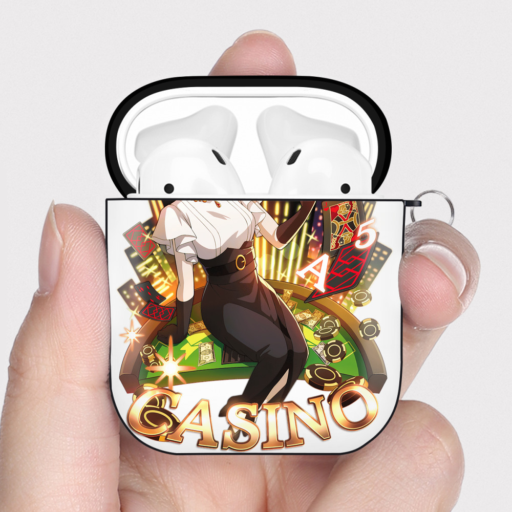 （画像用） 文豪ストレイドッグス Bungo Stray Dogs AirPods 第2世代保護ケース ハードシェル ブラック 耐衝撃・防指紋・カラビナ付き