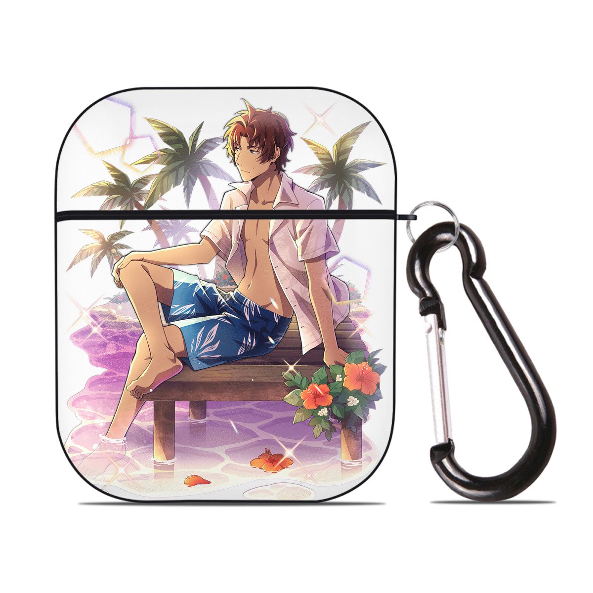 （画像用） 文豪ストレイドッグス Bungo Stray Dogs AirPods 第2世代保護ケース ハードシェル ブラック 耐衝撃・防指紋・カラビナ付き