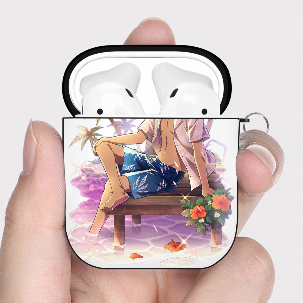 （画像用） 文豪ストレイドッグス Bungo Stray Dogs AirPods 第2世代保護ケース ハードシェル ブラック 耐衝撃・防指紋・カラビナ付き