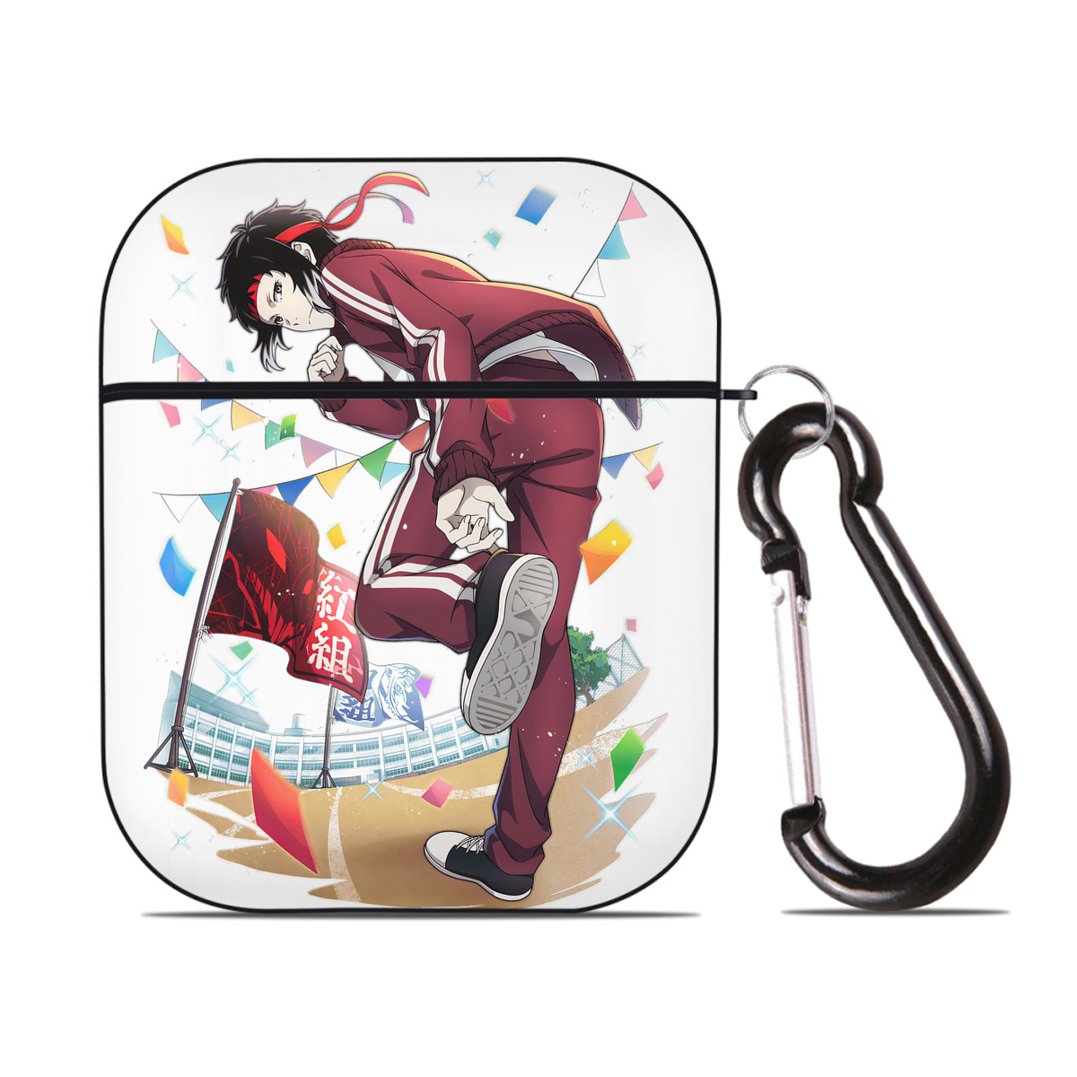 （画像用） 文豪ストレイドッグス Bungo Stray Dogs AirPods 第2世代保護ケース ハードシェル ブラック 耐衝撃・防指紋・カラビナ付き