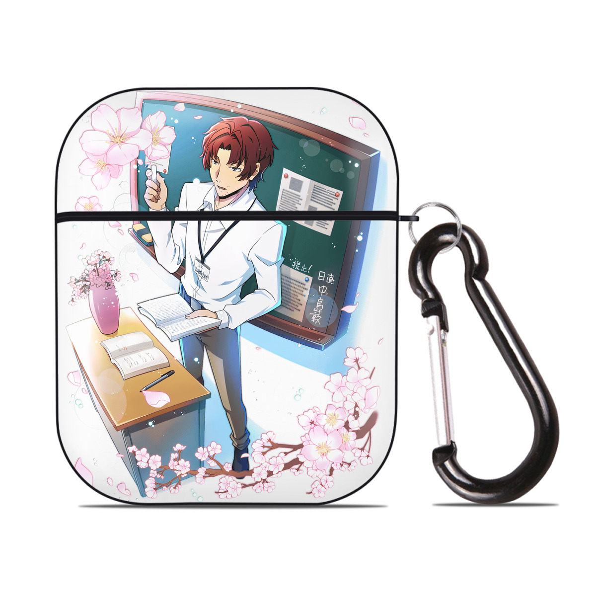 （画像用） 文豪ストレイドッグス Bungo Stray Dogs AirPods 第2世代保護ケース ハードシェル ブラック 耐衝撃・防指紋・カラビナ付き
