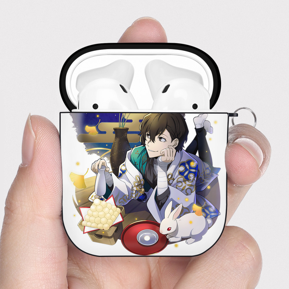 （画像用） 文豪ストレイドッグス Bungo Stray Dogs AirPods 第2世代保護ケース ハードシェル ブラック 耐衝撃・防指紋・カラビナ付き
