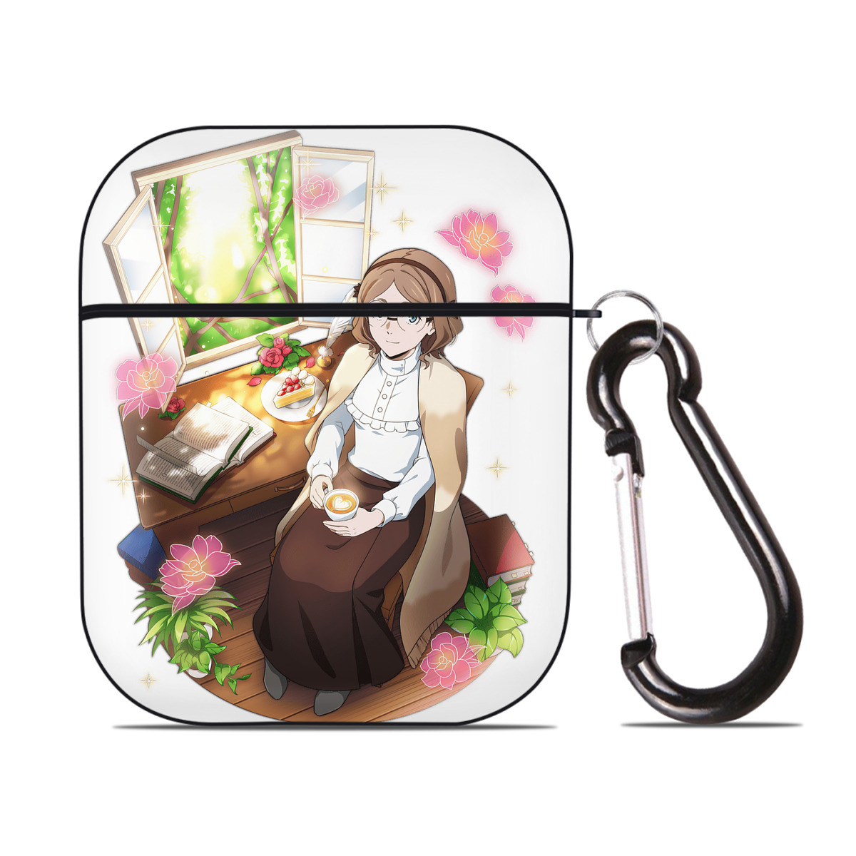 （画像用） 文豪ストレイドッグス Bungo Stray Dogs AirPods 第2世代保護ケース ハードシェル ブラック 耐衝撃・防指紋・カラビナ付き