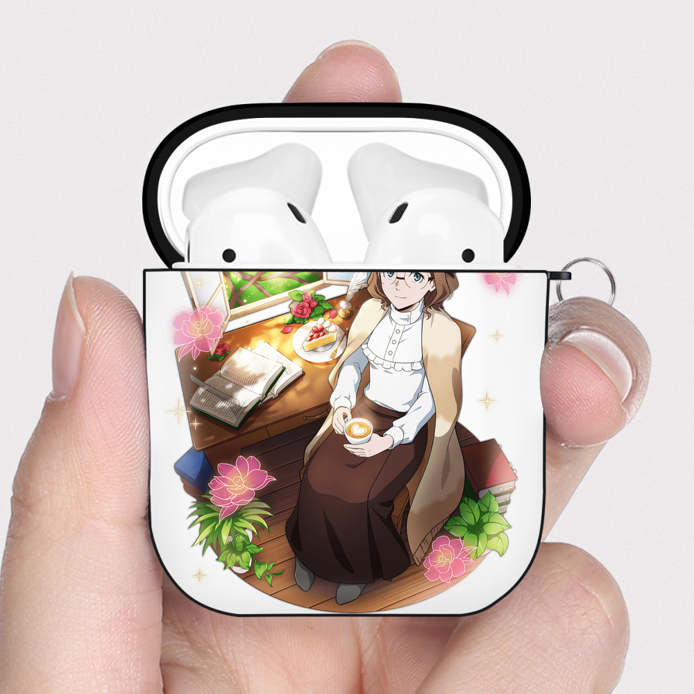（画像用） 文豪ストレイドッグス Bungo Stray Dogs AirPods 第2世代保護ケース ハードシェル ブラック 耐衝撃・防指紋・カラビナ付き