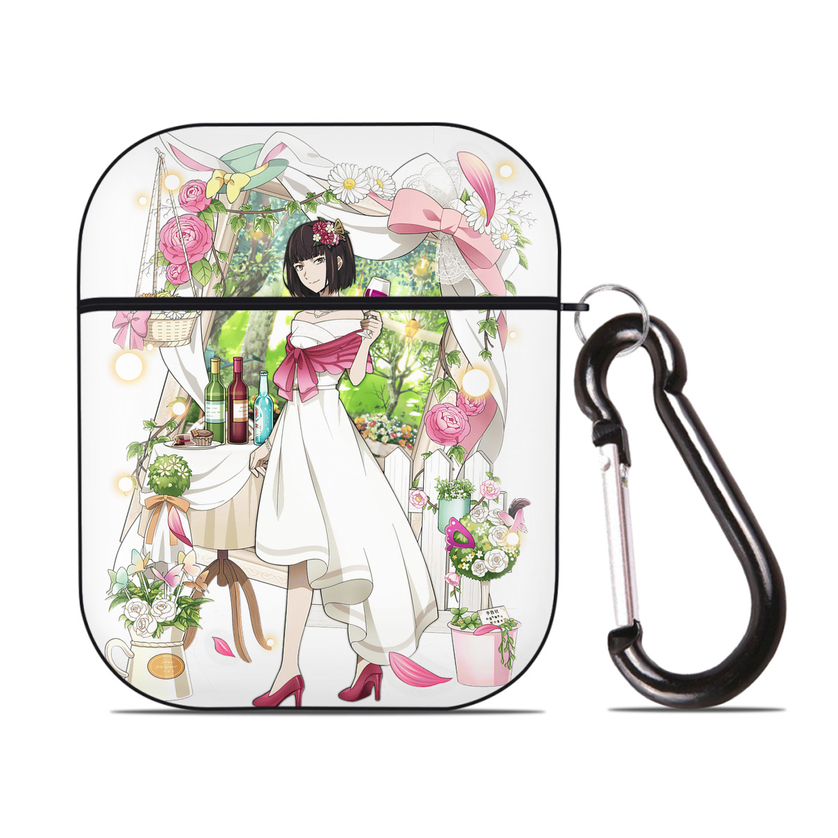 （画像用） 文豪ストレイドッグス Bungo Stray Dogs AirPods 第2世代保護ケース ハードシェル ブラック 耐衝撃・防指紋・カラビナ付き