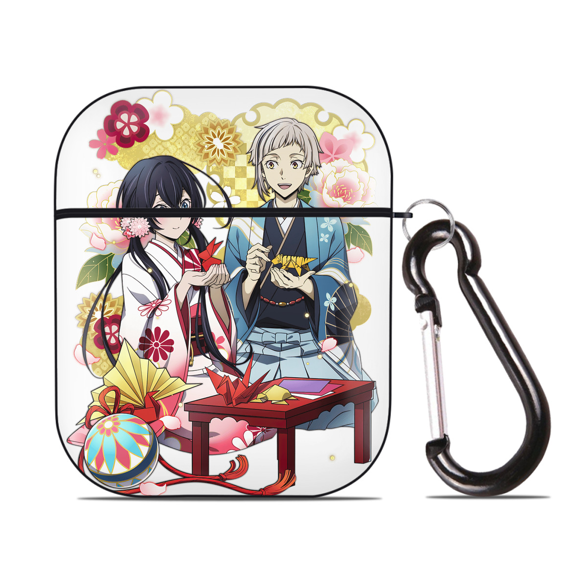 （画像用） 文豪ストレイドッグス Bungo Stray Dogs AirPods 第2世代保護ケース ハードシェル ブラック 耐衝撃・防指紋・カラビナ付き