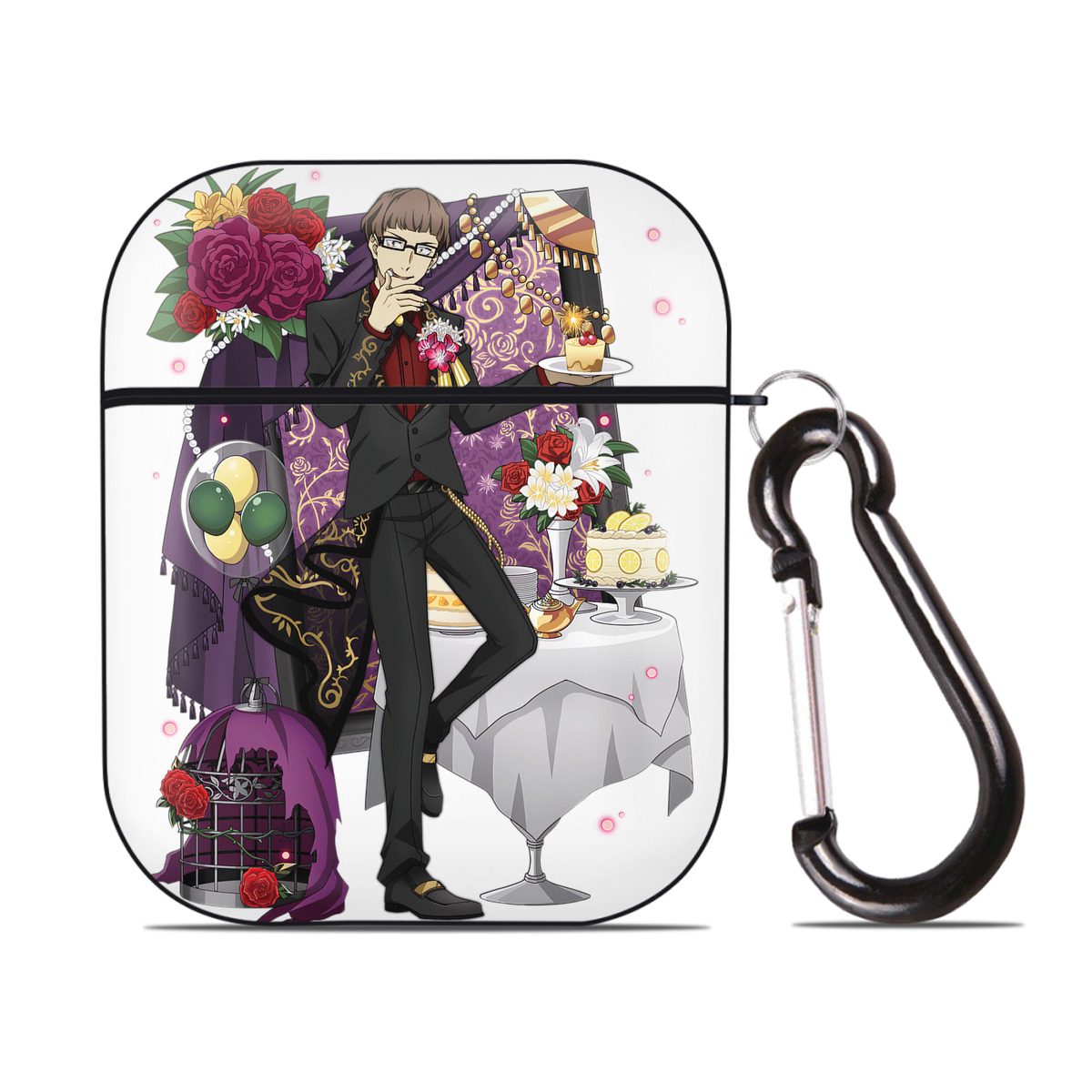 （画像用） 文豪ストレイドッグス Bungo Stray Dogs AirPods 第2世代保護ケース ハードシェル ブラック 耐衝撃・防指紋・カラビナ付き