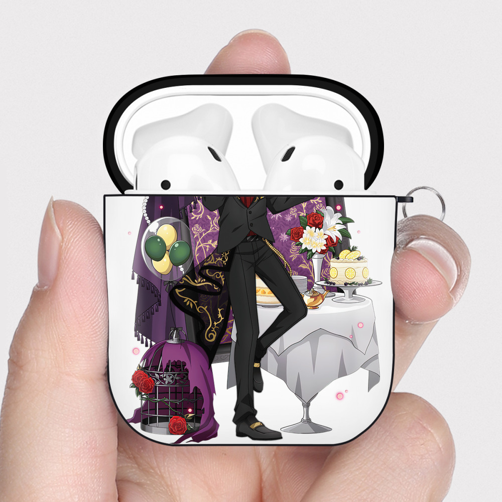 （画像用） 文豪ストレイドッグス Bungo Stray Dogs AirPods 第2世代保護ケース ハードシェル ブラック 耐衝撃・防指紋・カラビナ付き