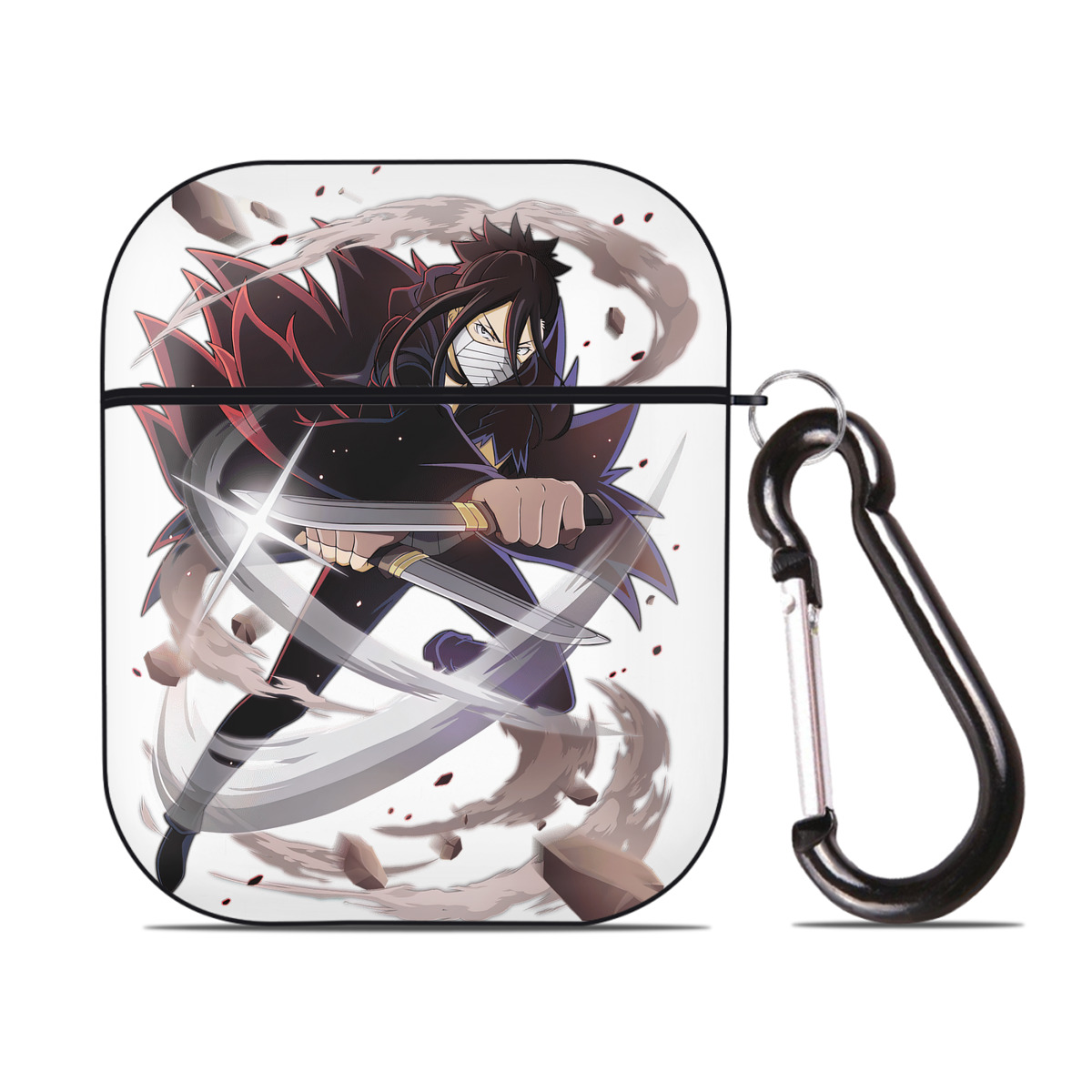 （画像用） 文豪ストレイドッグス Bungo Stray Dogs AirPods 第2世代保護ケース ハードシェル ブラック 耐衝撃・防指紋・カラビナ付き