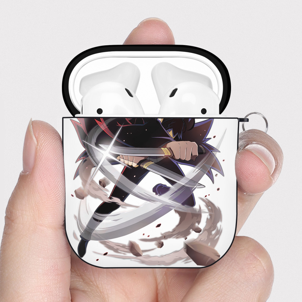 （画像用） 文豪ストレイドッグス Bungo Stray Dogs AirPods 第2世代保護ケース ハードシェル ブラック 耐衝撃・防指紋・カラビナ付き