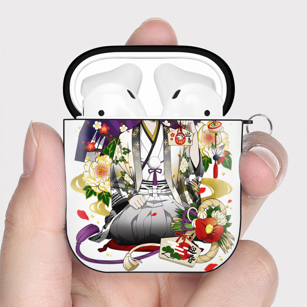 （画像用） 文豪ストレイドッグス Bungo Stray Dogs AirPods 第2世代保護ケース ハードシェル ブラック 耐衝撃・防指紋・カラビナ付き