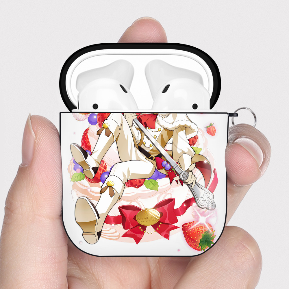 （画像用） 文豪ストレイドッグス Bungo Stray Dogs AirPods 第2世代保護ケース ハードシェル ブラック 耐衝撃・防指紋・カラビナ付き