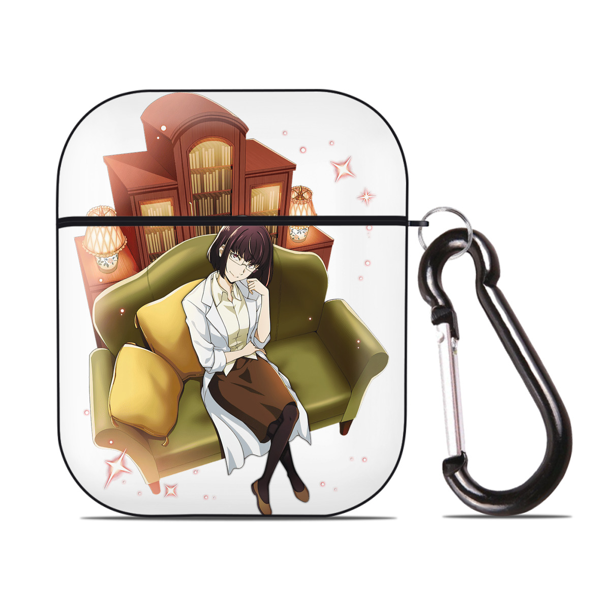 （画像用） 文豪ストレイドッグス Bungo Stray Dogs AirPods 第2世代保護ケース ハードシェル ブラック 耐衝撃・防指紋・カラビナ付き