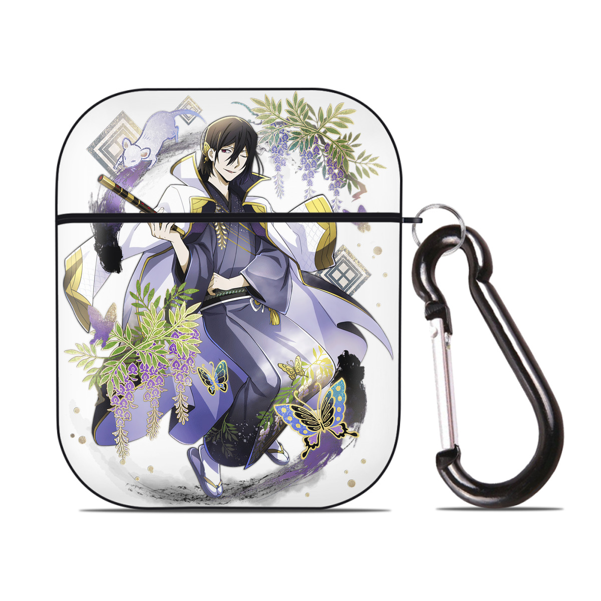 （画像用） 文豪ストレイドッグス Bungo Stray Dogs AirPods 第2世代保護ケース ハードシェル ブラック 耐衝撃・防指紋・カラビナ付き