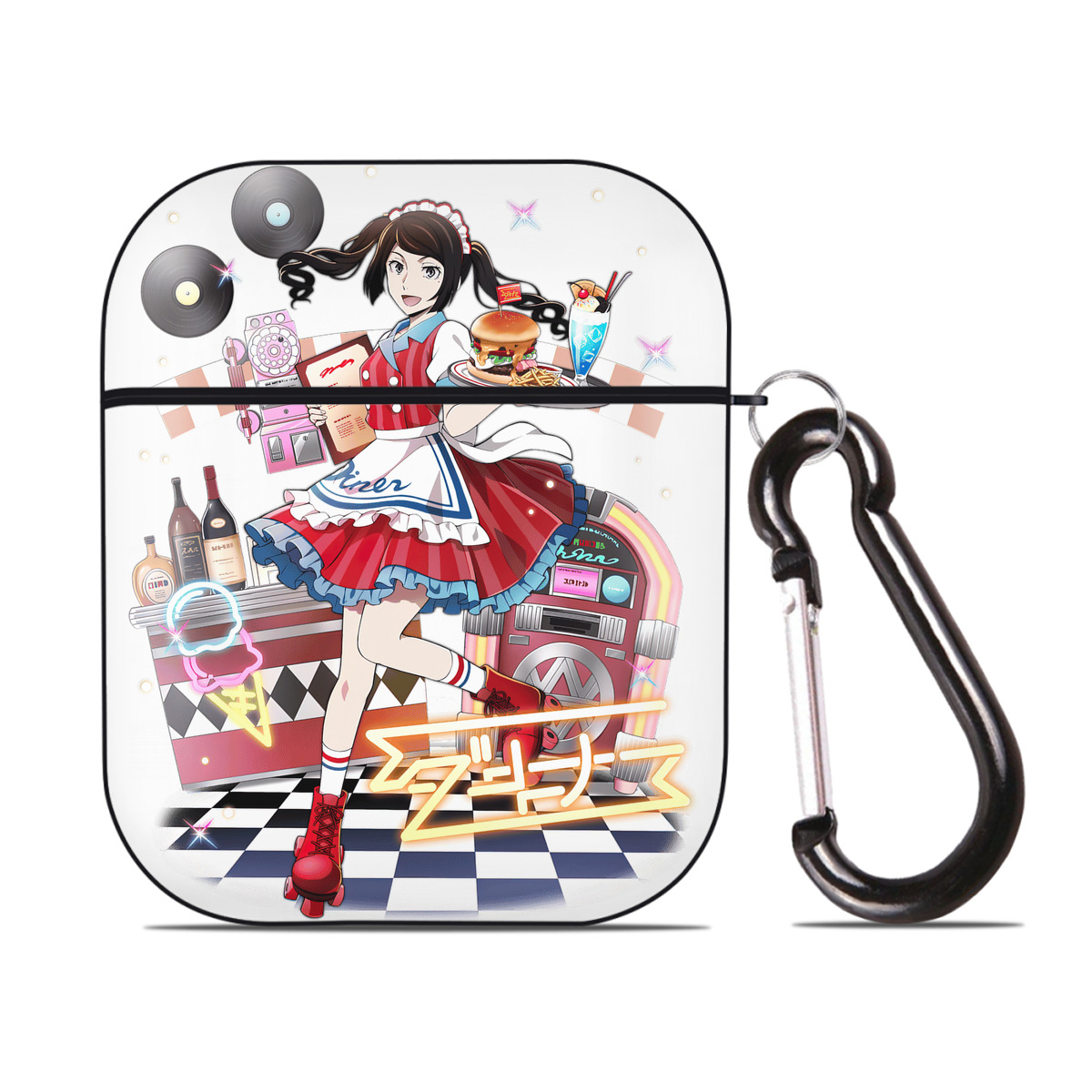 （画像用） 文豪ストレイドッグス Bungo Stray Dogs AirPods 第2世代保護ケース ハードシェル ブラック 耐衝撃・防指紋・カラビナ付き