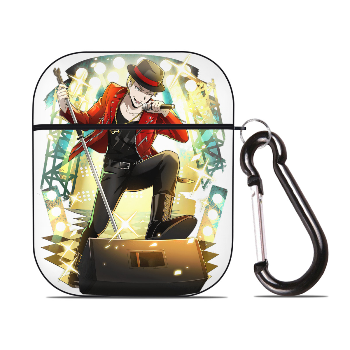 （画像用） 文豪ストレイドッグス Bungo Stray Dogs AirPods 第2世代保護ケース ハードシェル ブラック 耐衝撃・防指紋・カラビナ付き