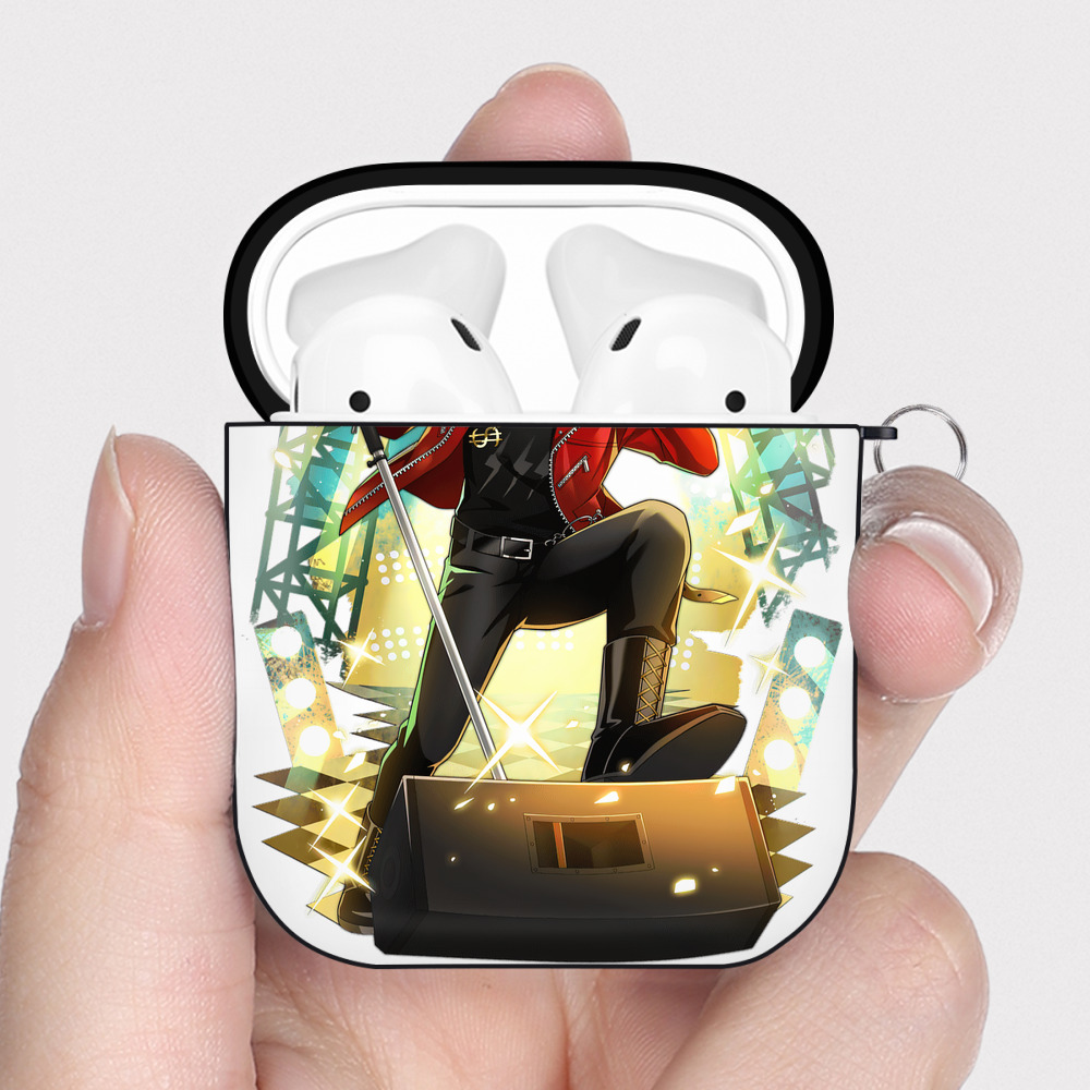 （画像用） 文豪ストレイドッグス Bungo Stray Dogs AirPods 第2世代保護ケース ハードシェル ブラック 耐衝撃・防指紋・カラビナ付き