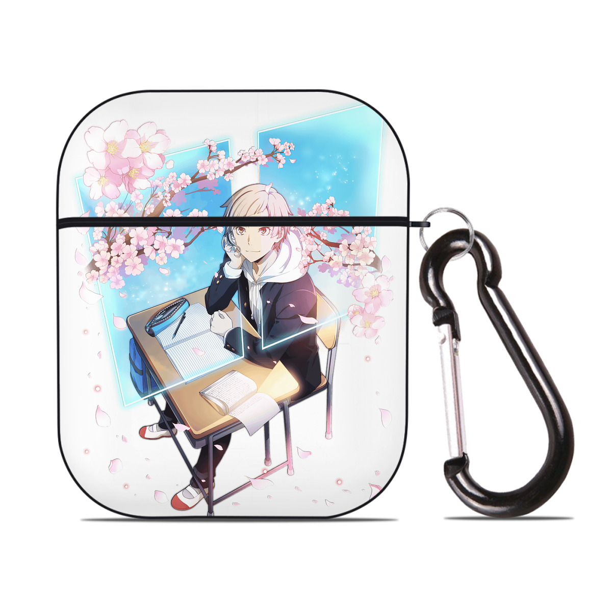 （画像用） 文豪ストレイドッグス Bungo Stray Dogs AirPods 第2世代保護ケース ハードシェル ブラック 耐衝撃・防指紋・カラビナ付き
