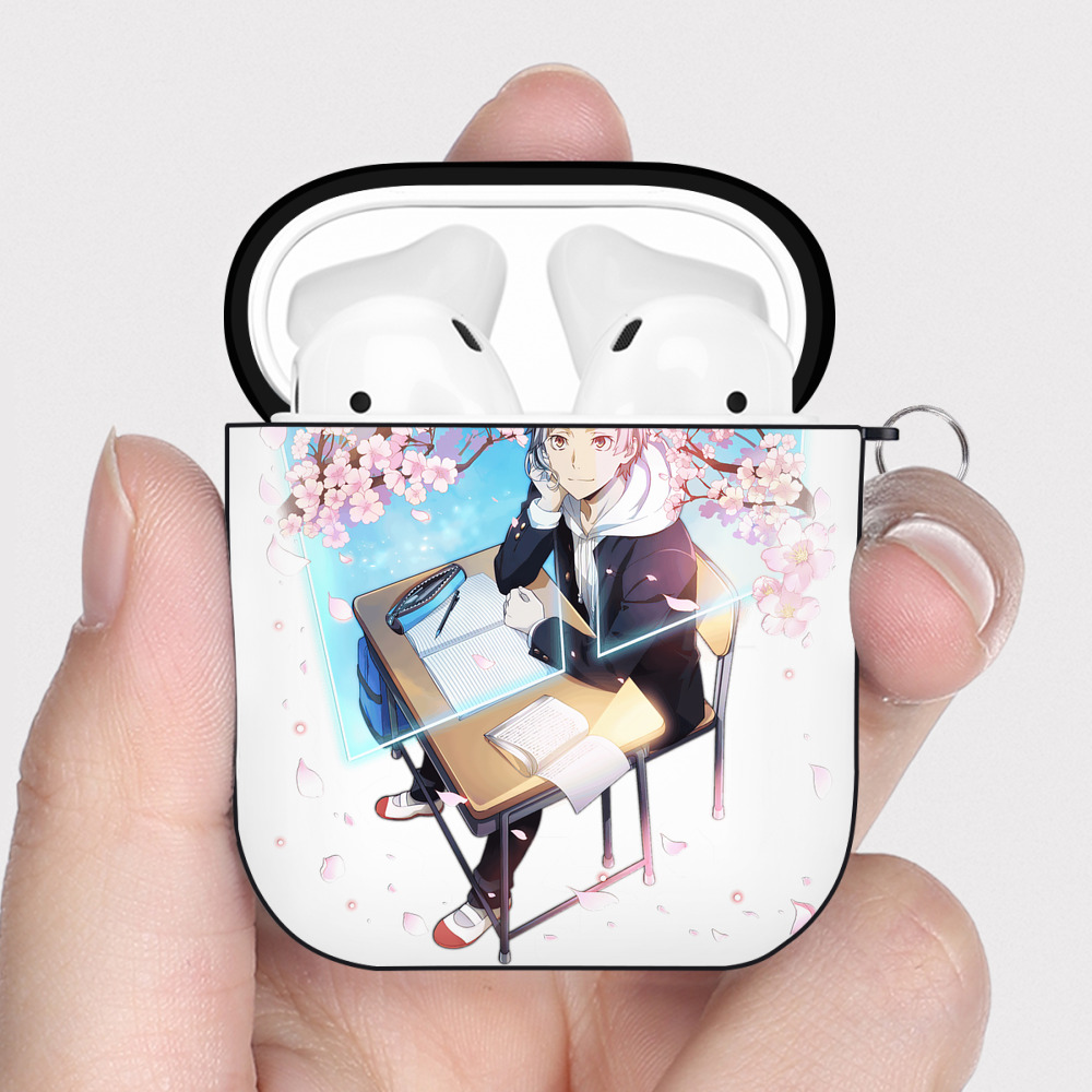 （画像用） 文豪ストレイドッグス Bungo Stray Dogs AirPods 第2世代保護ケース ハードシェル ブラック 耐衝撃・防指紋・カラビナ付き
