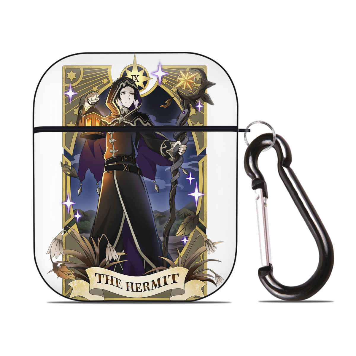 （画像用） 文豪ストレイドッグス Bungo Stray Dogs AirPods 第2世代保護ケース ハードシェル ブラック 耐衝撃・防指紋・カラビナ付き