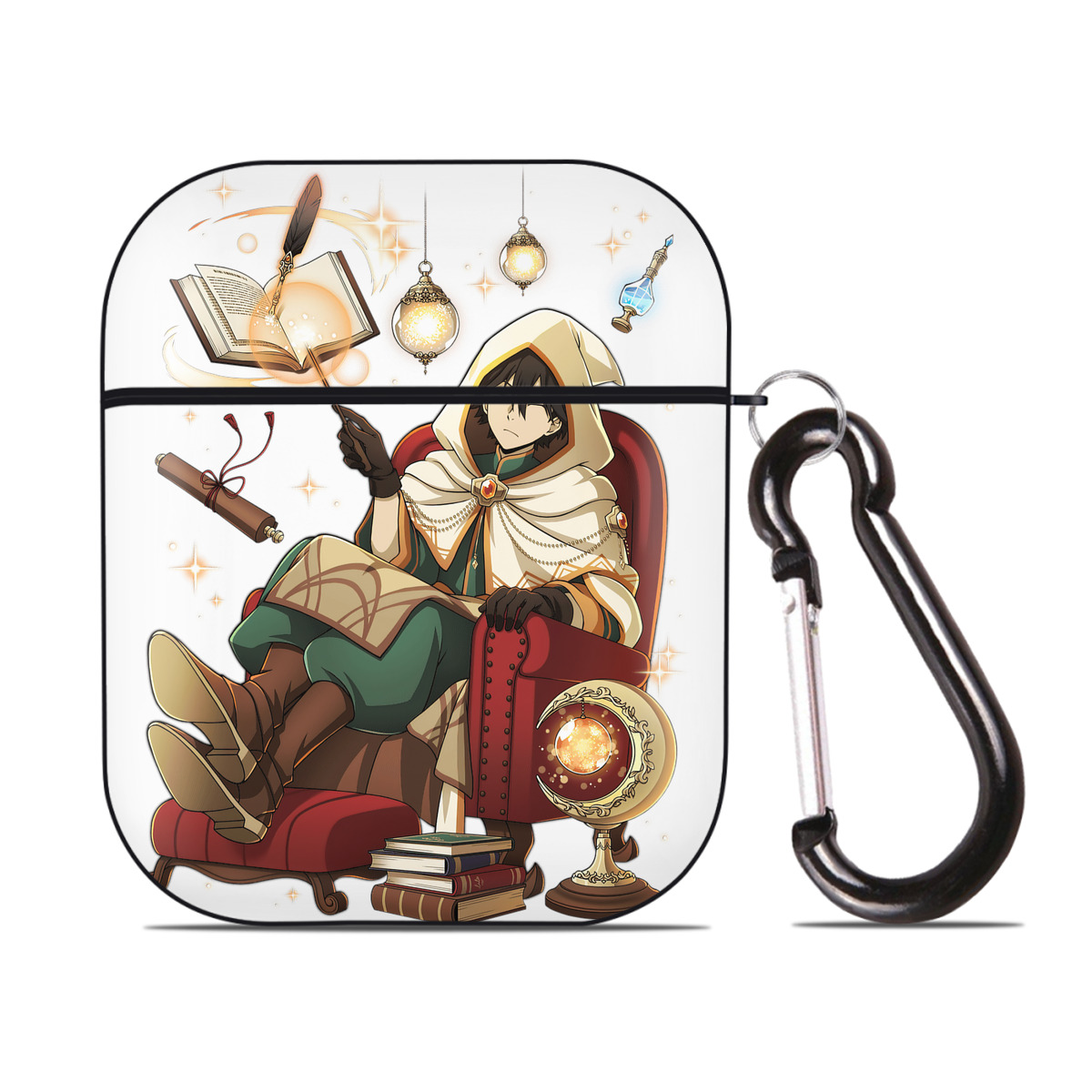 （画像用） 文豪ストレイドッグス Bungo Stray Dogs AirPods 第2世代保護ケース ハードシェル ブラック 耐衝撃・防指紋・カラビナ付き