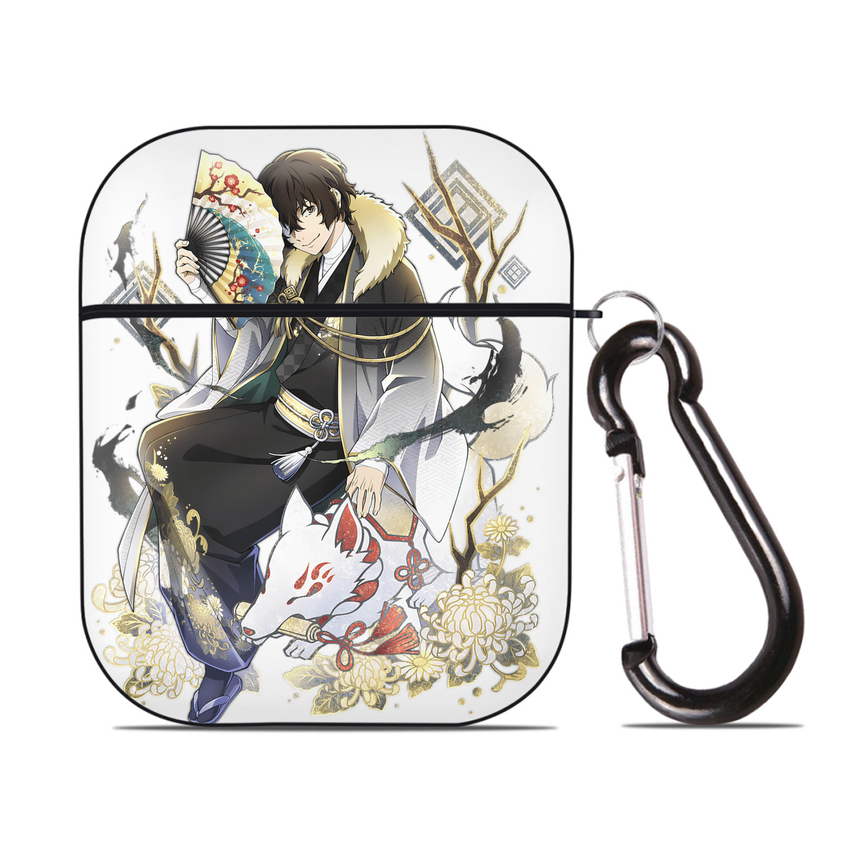 （画像用） 文豪ストレイドッグス Bungo Stray Dogs AirPods 第2世代保護ケース ハードシェル ブラック 耐衝撃・防指紋・カラビナ付き