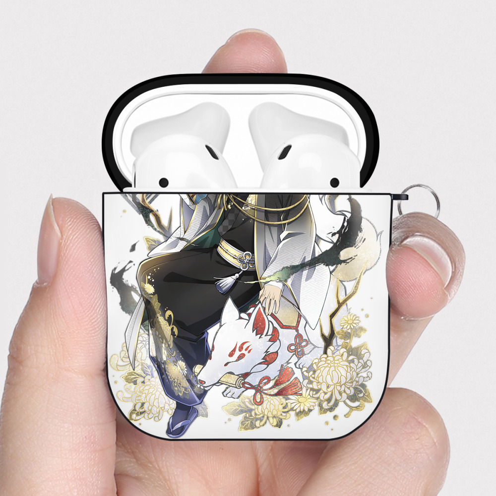 （画像用） 文豪ストレイドッグス Bungo Stray Dogs AirPods 第2世代保護ケース ハードシェル ブラック 耐衝撃・防指紋・カラビナ付き