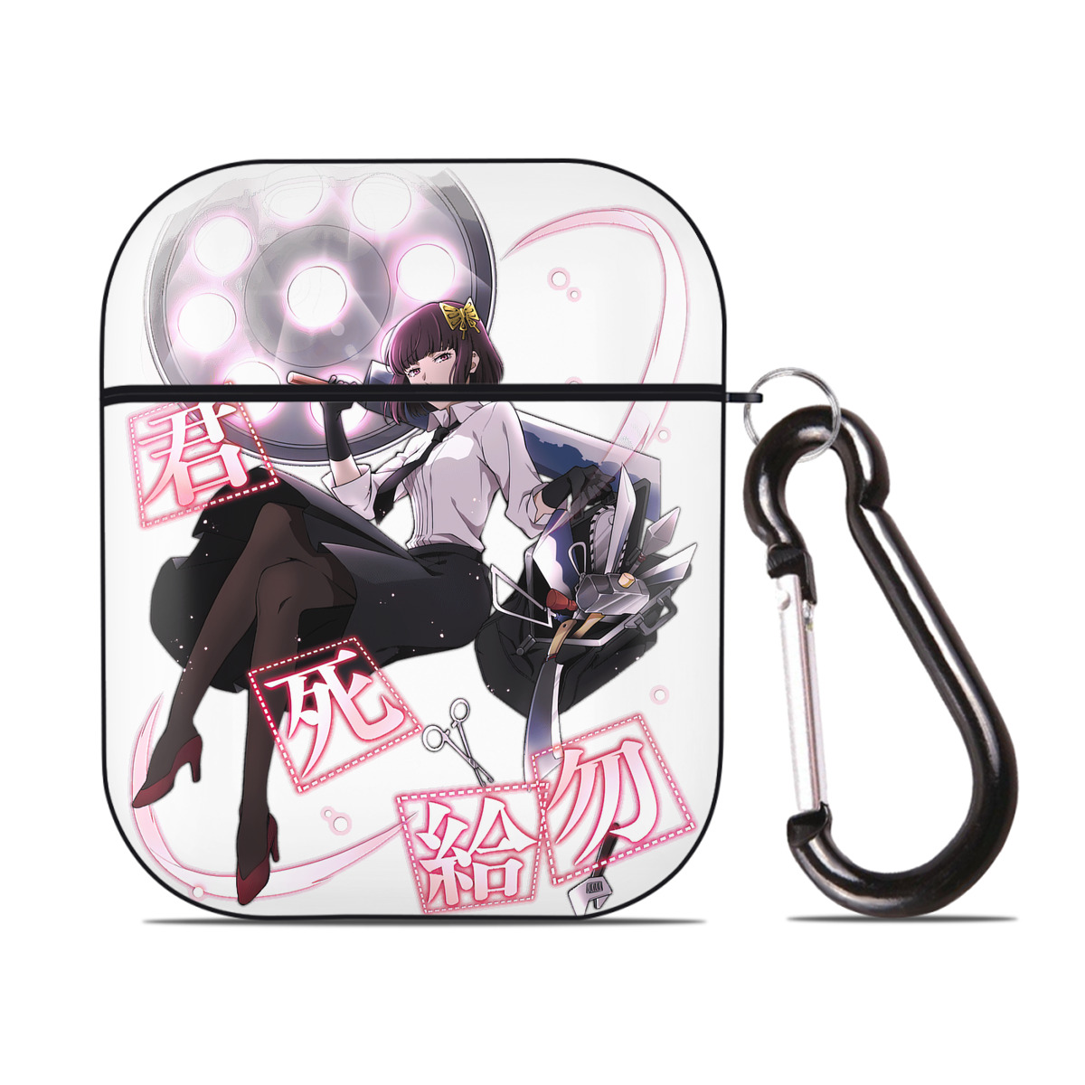 （画像用） 文豪ストレイドッグス Bungo Stray Dogs AirPods 第2世代保護ケース ハードシェル ブラック 耐衝撃・防指紋・カラビナ付き