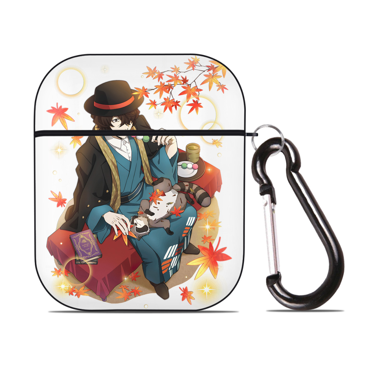 （画像用） 文豪ストレイドッグス Bungo Stray Dogs AirPods 第2世代保護ケース ハードシェル ブラック 耐衝撃・防指紋・カラビナ付き