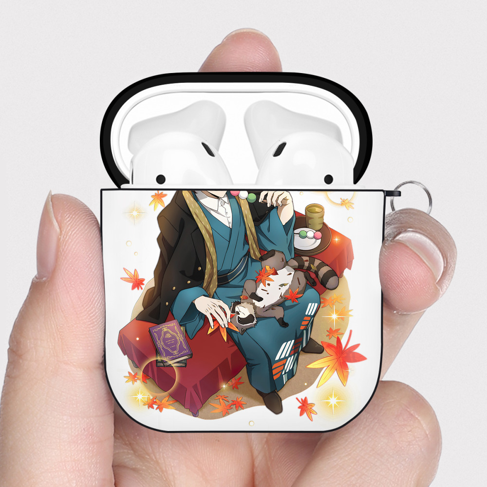 （画像用） 文豪ストレイドッグス Bungo Stray Dogs AirPods 第2世代保護ケース ハードシェル ブラック 耐衝撃・防指紋・カラビナ付き