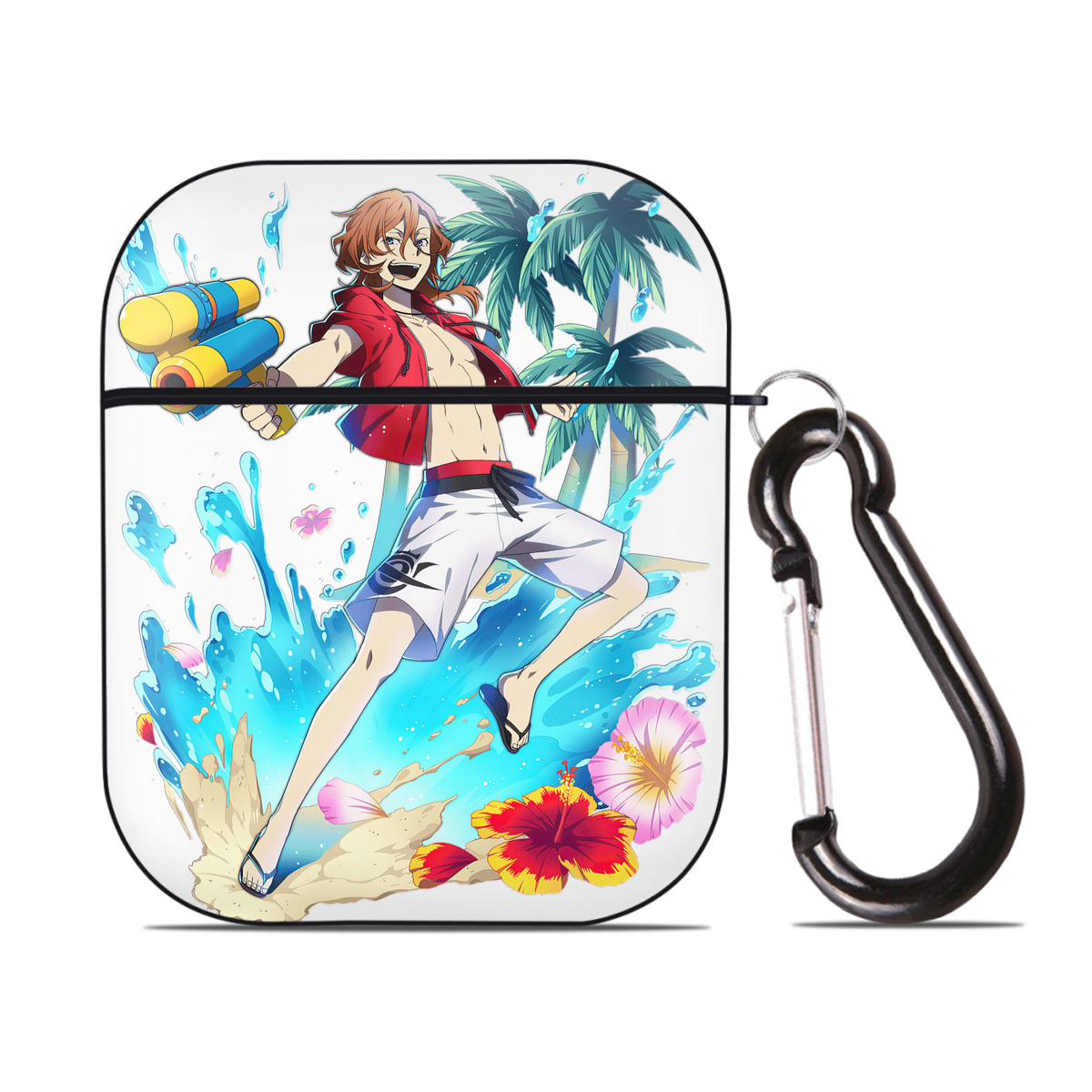 （画像用） 文豪ストレイドッグス Bungo Stray Dogs AirPods 第2世代保護ケース ハードシェル ブラック 耐衝撃・防指紋・カラビナ付き